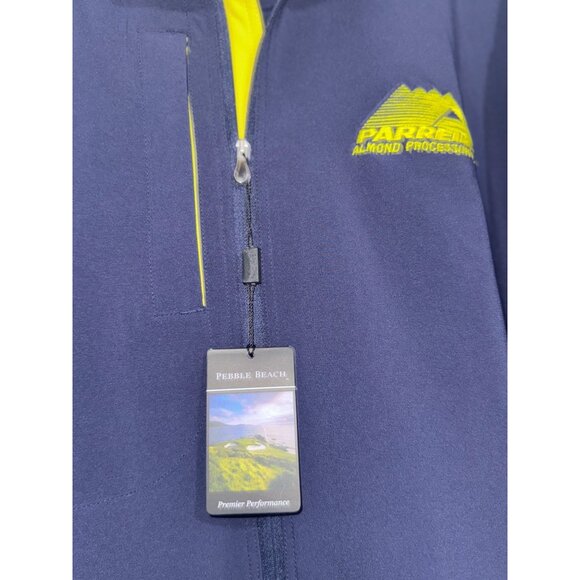 Pebble Beach Navy Blue & Yellow Full-Zip Jacket L Water/Wind Resistant - Picture 5 of 9